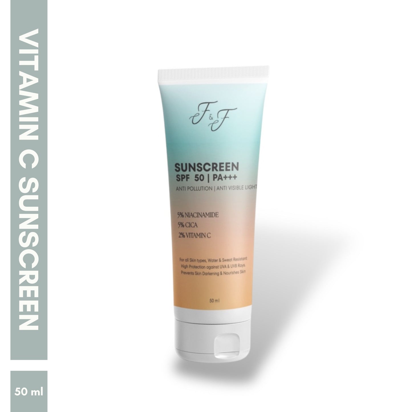 SPF 50 PA+++ ANTI POLLUTION, ANTI VISIBLE LIGHT SUNSCREEN WITH NIACINAMIDE, CICA AND VITAMIN C