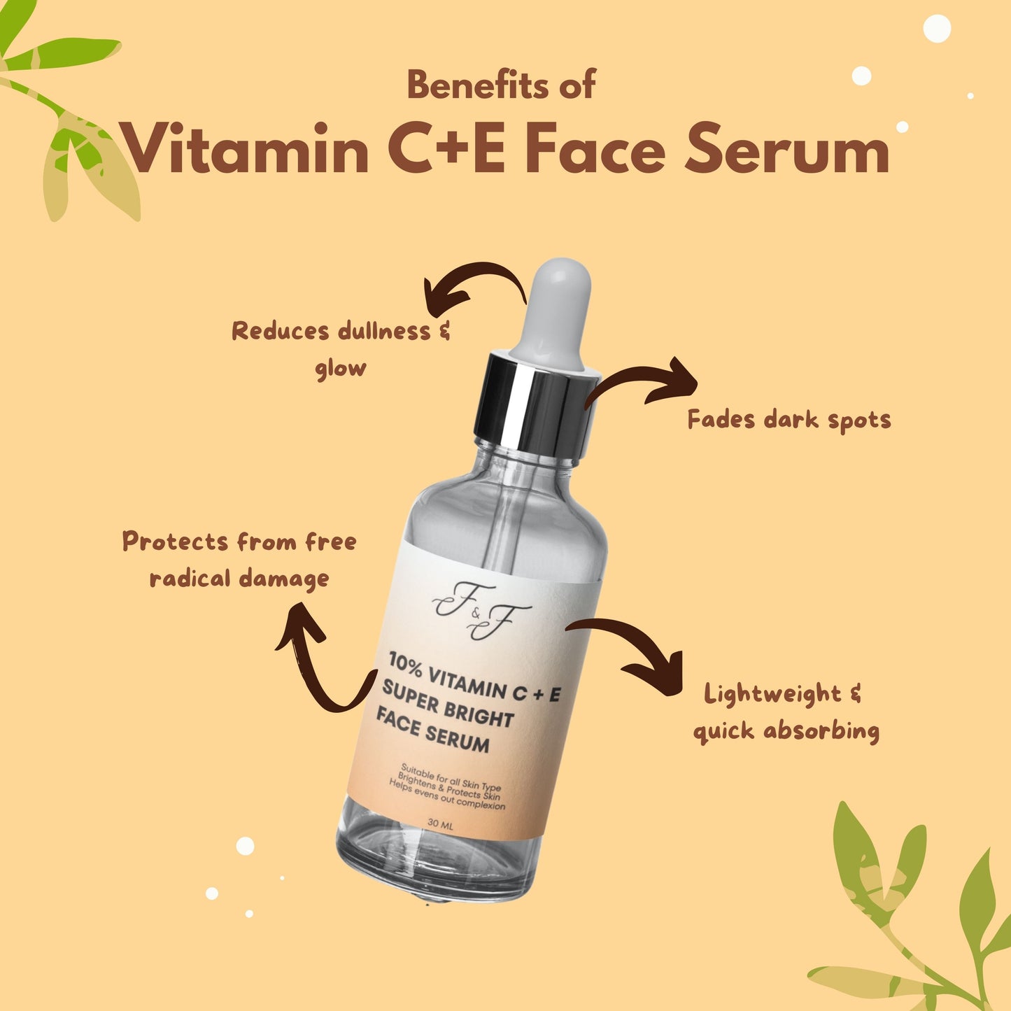 10% Vitamin C+E Super Bright serum with ferulic acid and grape seed extract
