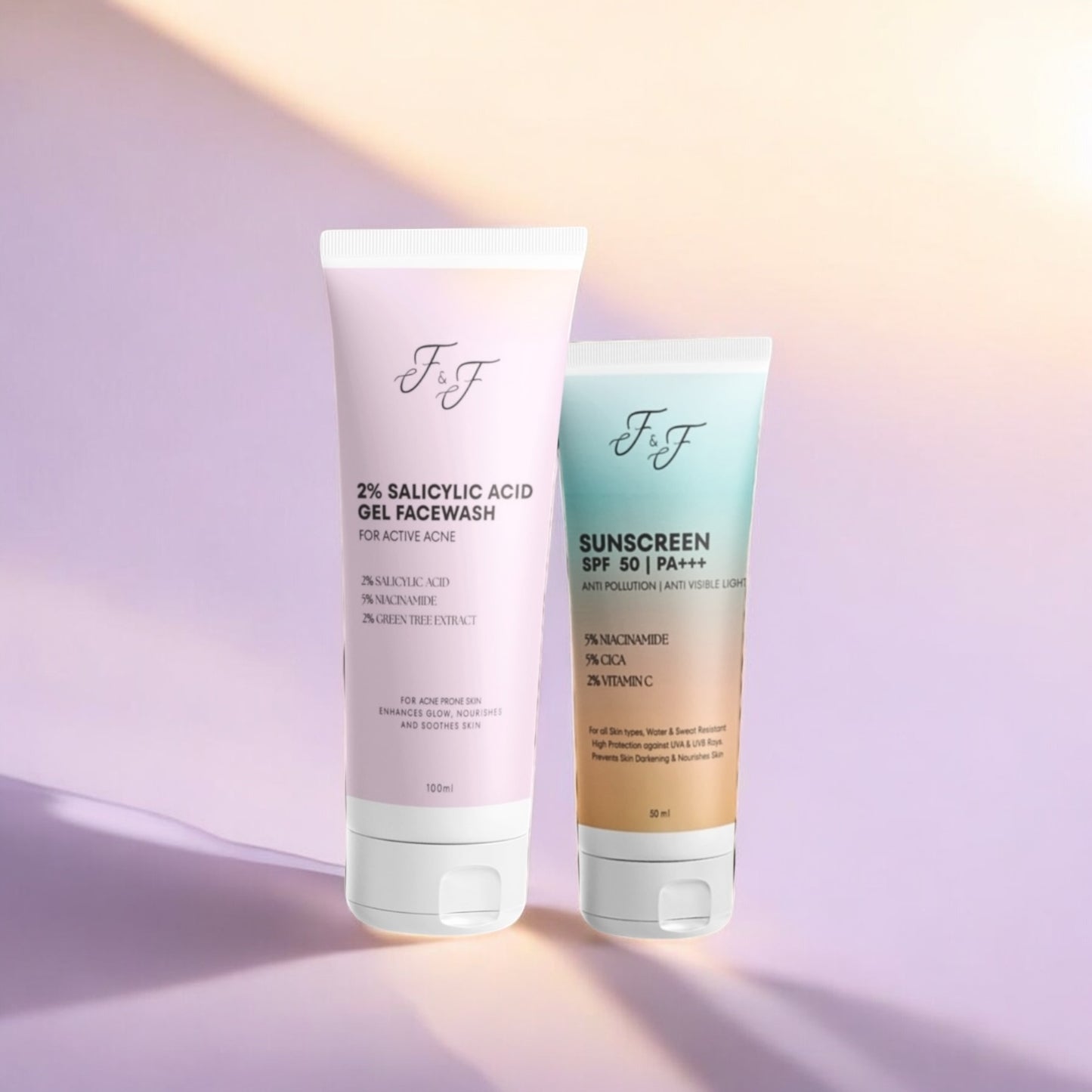 2% SALICYLIC ACID FACE WASH AND SPF 50 PA +++ SUNSCREEN COMBO FOR ACTIVE ACNE AND DARK SPOTS
