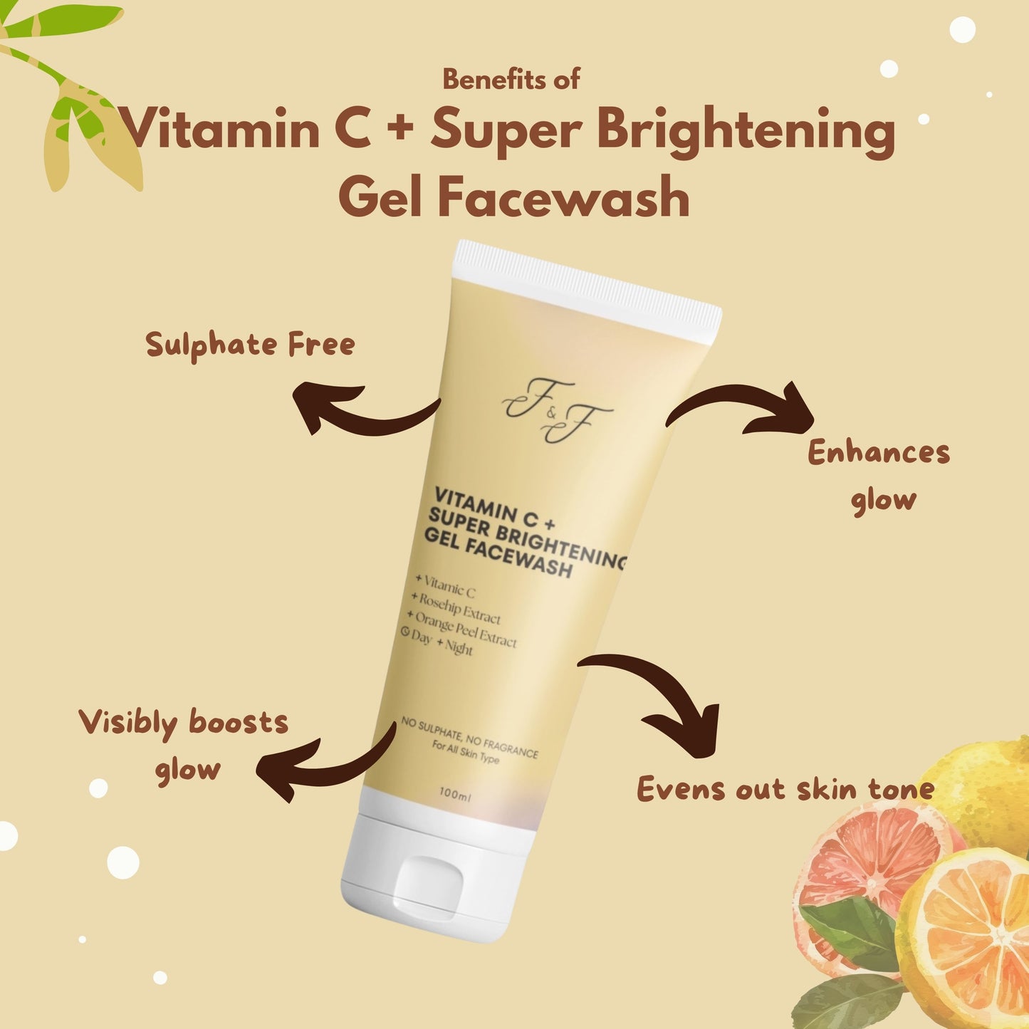 Vitamin-C Super Brightening Gel face wash with rosehip extract For Glowing Skin
