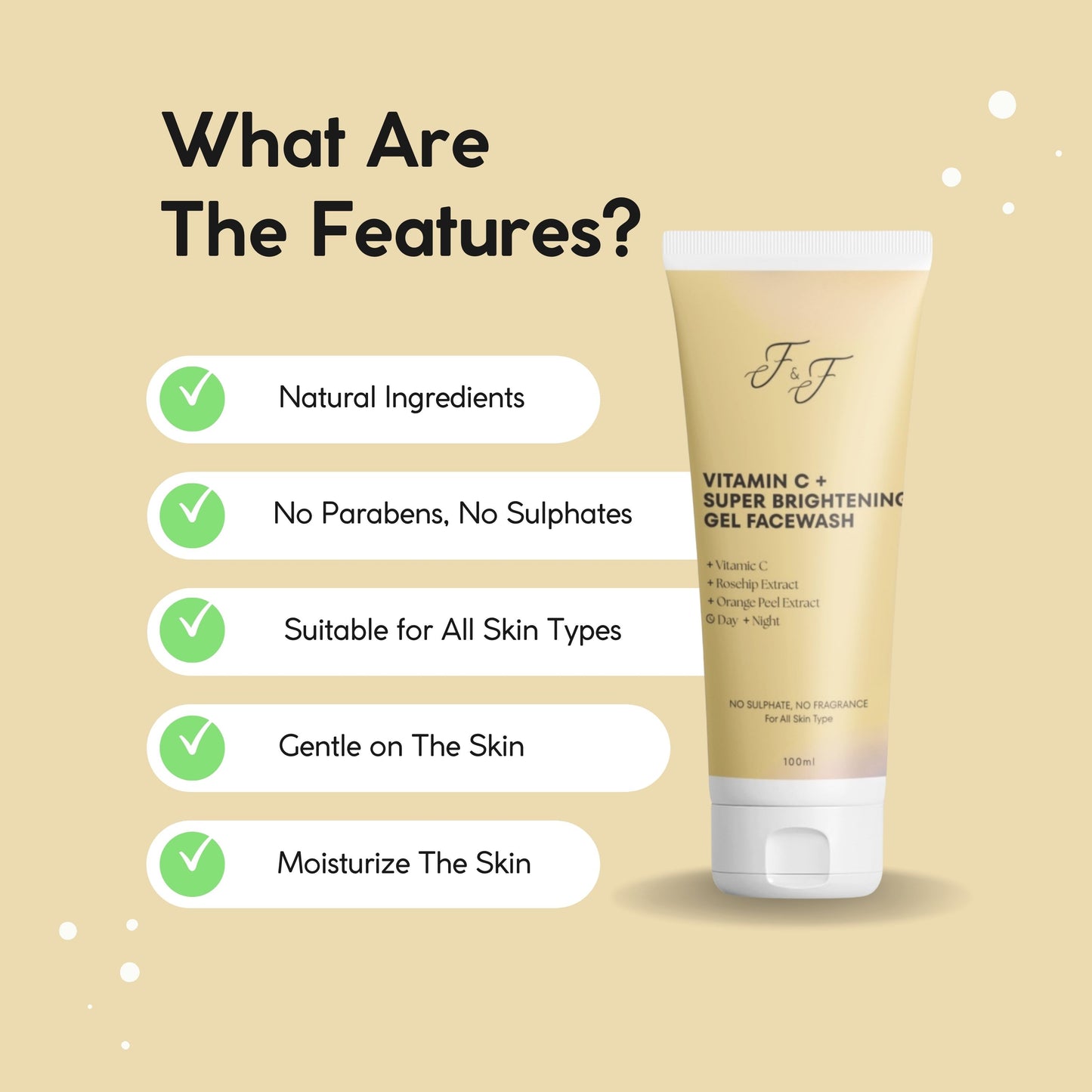 Vitamin-C Super Brightening Gel face wash with rosehip extract For Glowing Skin
